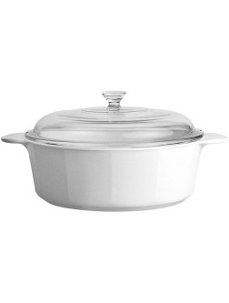 CorningWare Pyroceram Classic Casserole Dish with Glass Cover White Round 3.5 Quart 3.25 Liter Large - BXNCMOYBR