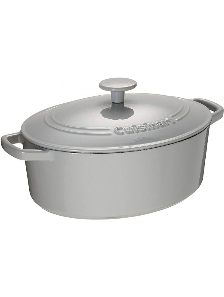 Cuisinart Chef's Classic Enameled Cast Iron 5.5-Quart Oval Covered Casserole Enameled Cool Grey - BDQ4434ZM