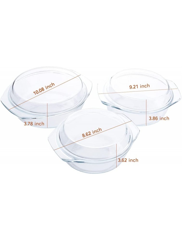 HUSANMP Set of 6 Pieces Round Tempered Glass Casserole Dish with Lids Glass Casserole Baking Dish Set for Oven Freezer and Dishwasher Safe - BR933C8MA