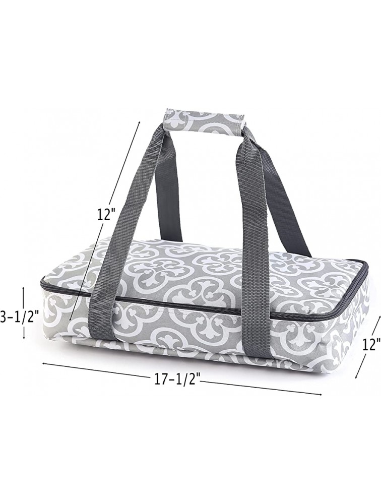Insulated Casserole Carrier Thermal Travel Bag with Handles Grey - BNJEQN173