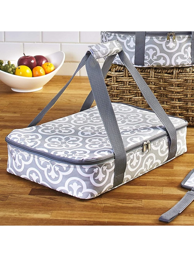 Insulated Casserole Carrier Thermal Travel Bag with Handles Grey - BNJEQN173