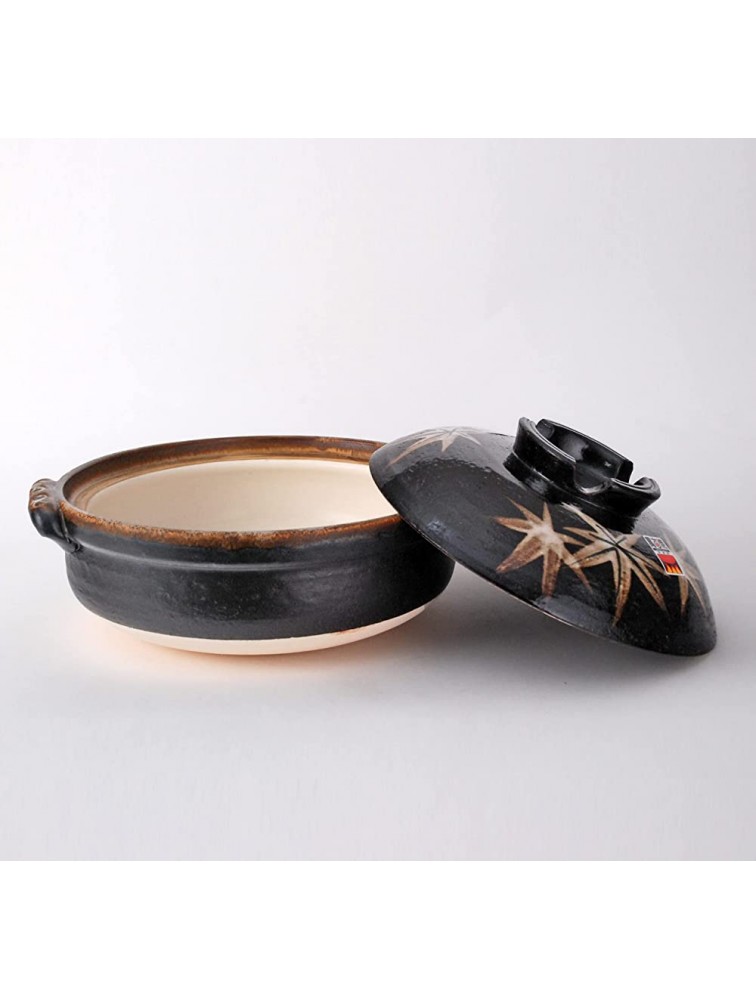 Japanese Momiji Design Donabe Ceramic Hot Pot Casserole Banko Earthenware Clay Pot for Shabu Shabu Made In Japan 82 fl oz 10D - BZ56AUZKY