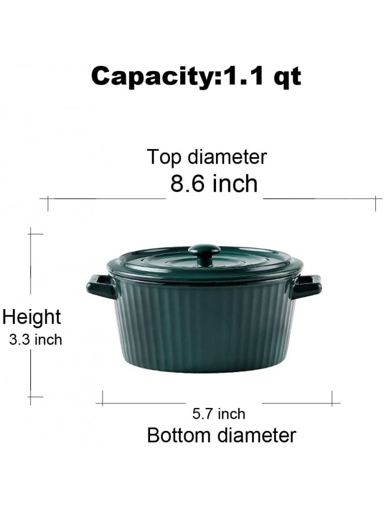 Jomop Casserole Dish with Lid 1.1 Quart Ceramic Casserole Pan for Bakeware Oven Colorful 1 Dark Green - B4X4GC9Y8
