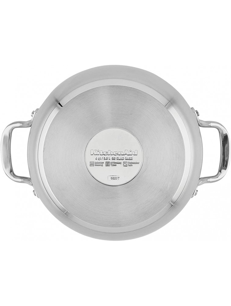 KitchenAid 3-Ply Base Brushed Stainless Steel Casserole Dish Pan with Lid 4 Quart - BX6L2T8TM