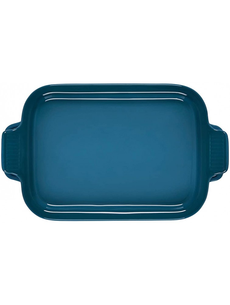 Le Creuset Heritage Casserole Stoneware Rectangular Dish with Platter Lid 14 3 4 inch x 9 inch x 2 1 2 inch Deep Teal 2.75 qt - BZCD7GIXM