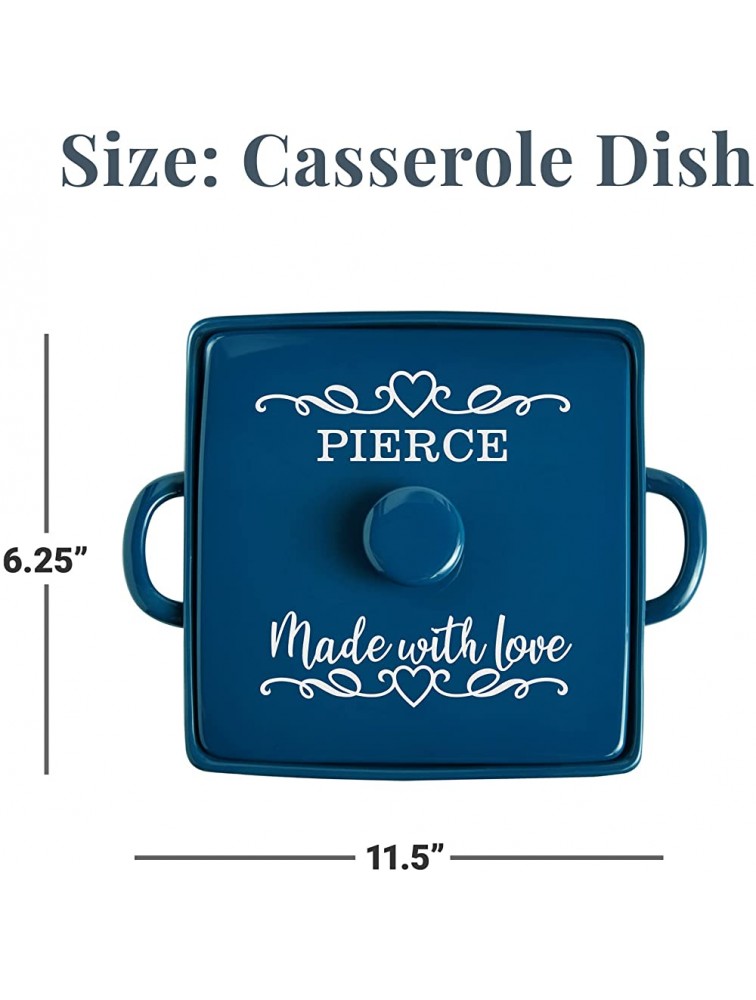 Let's Make Memories Personalized Made with Love Stoneware Casserole Dish Mother's Day Teal - BWPQK29R9