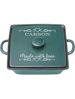 Let's Make Memories Personalized Made with Love Stoneware Casserole Dish Mother's Day Teal - BWPQK29R9