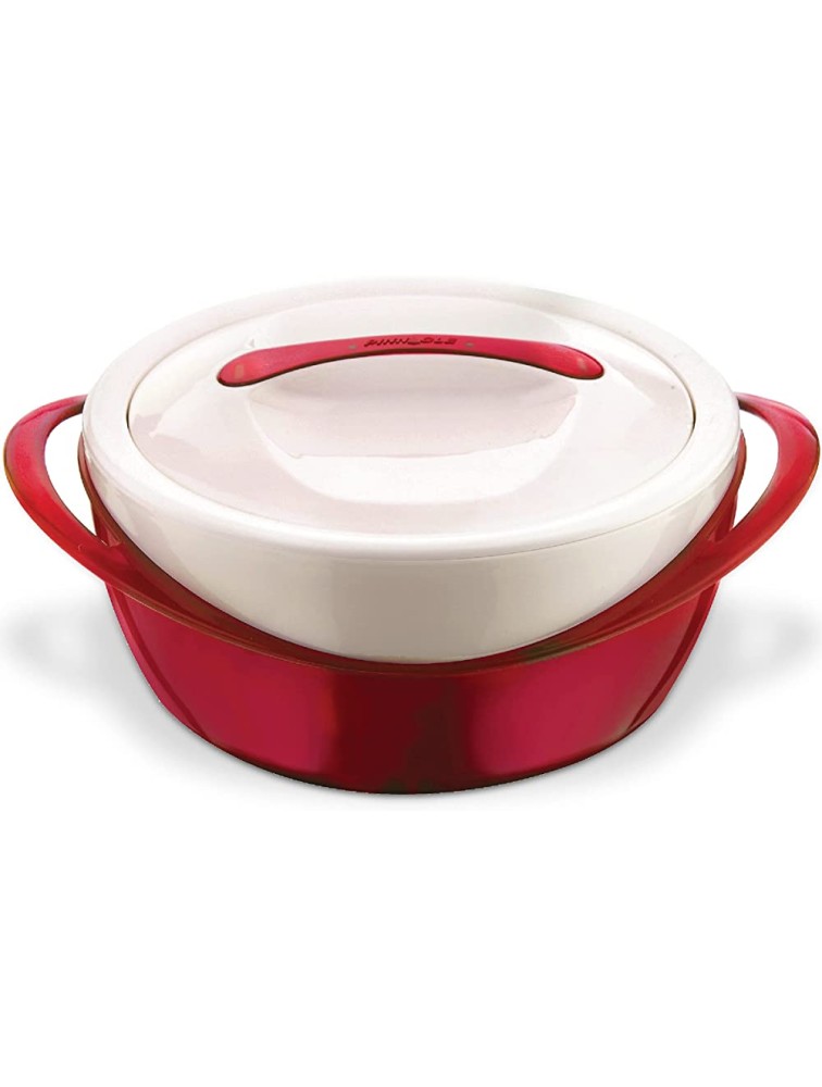 Pinnacle Large Insulated Casserole Dish with Lid 3.6 qt. Elegant Hot Pot Food Warmer Cooler -Thermal Soup  Salad Serving Bowl Stainless Steel Hot Food Container–Best Gift Set for Moms –Holidays Red - BFHXOQHZV
