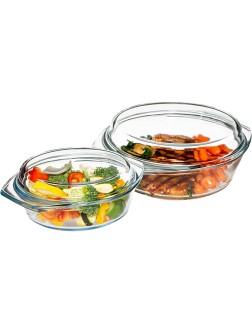 Simax Glass Casserole Dish Set with Lids: 2-Piece Glass Baking Dishes For Oven With Glass Lids Glass Casserole Dish With Lid Round Glass Baking Dish With Lid 1 Quart and 1.5 Qt Casserole Dishes - BXW4HXVNA