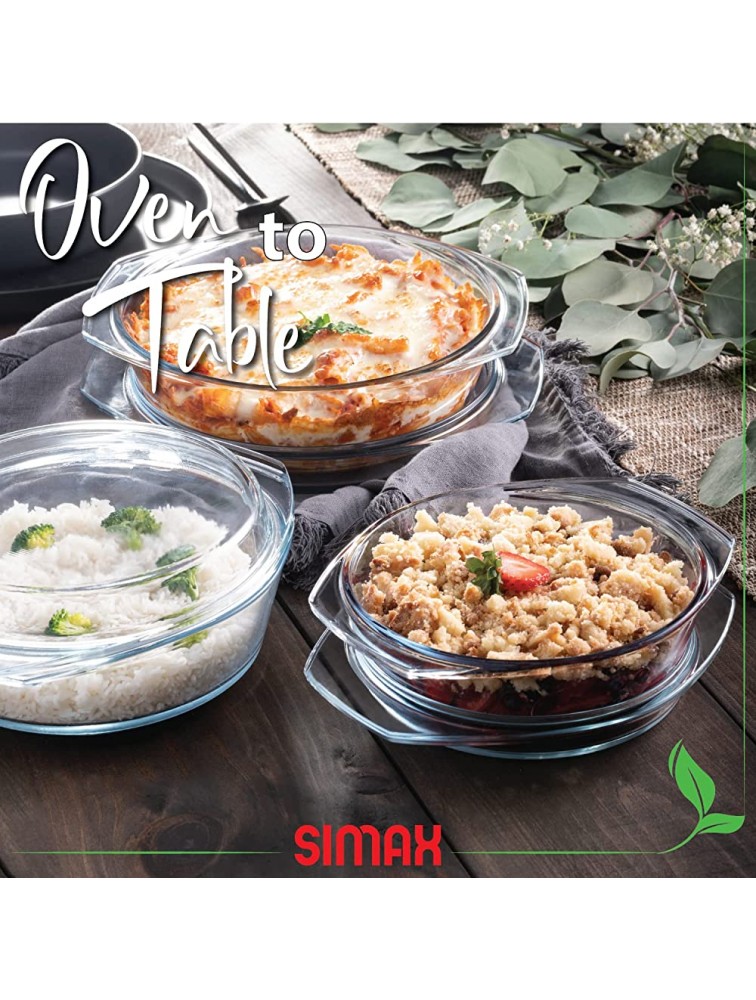 Simax Glass Casserole Dish Set With Lids: 3-piece Glass Baking Dishes For Oven Borosilicate Glass Casserole Dish With Lid Bakers & Casseroles 0.75 Qt 1 Qt And 1.5 Quart Glass Casserole Cookware - BZ428E9OA