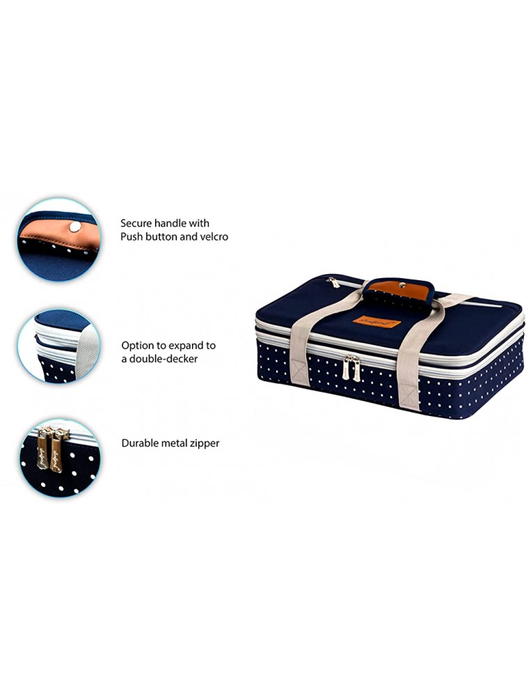 STRATPORT Insulated Casserole Carrier Expandable Lasagna Lugger Food Carrier for Hot or Cold Food Fits 9x13 Double Decker Thermal Casserole Caddy Potluck Parties Blue - BW7M6HXOB