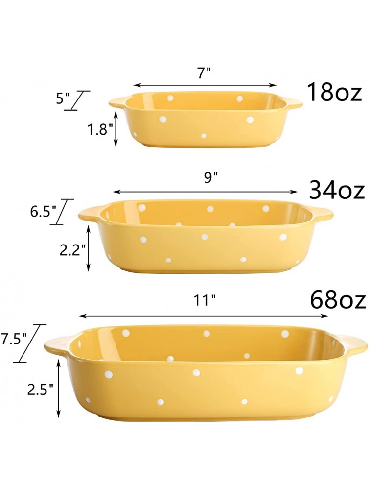 AVLA Porcelain Bakeware Set Ceramic Baking Dish Pans with Handles for Baking Rectangular Casserole Dish Set Lasagna Pans for Cooking Cake Dinner Kitchen 3-Piece Yellow - BQ3B7L00P