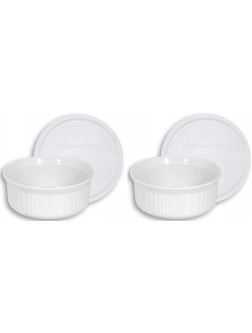 CorningWare French White 24-Ounce Round Dish with Plastic Cover Pack of 2 Dishes - B96AVI63J