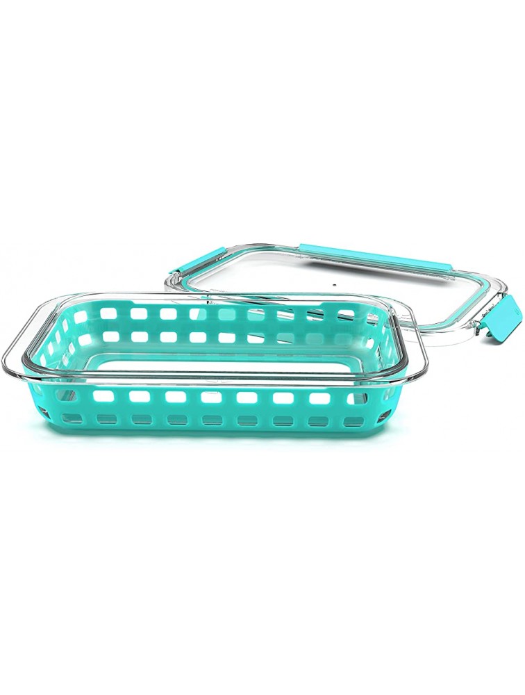 Ello Duraglass Bakeware Glass Baking Dish with Airtight Lid and Silicone Sleeve Trivet Freezer to Oven Safe 7 x 11-2 Quart Aquaviva - B2RZB6E5D