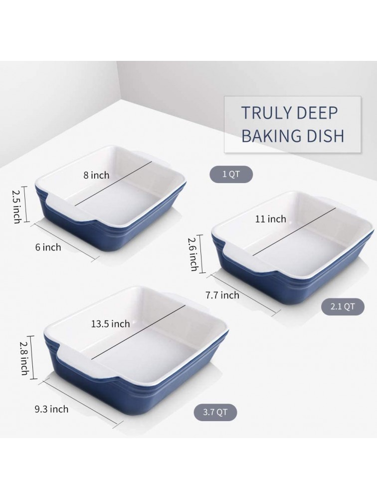 KOOV Bakeware Set Ceramic Baking Dish Set Rectangular Casserole Dish Set lasagna Pan Baking Pans Set for Cooking Cake Dinner Kitchen 9 x 13 Inches 3-Piece Set of 3 Gradient Blue - BP3FIX61Y