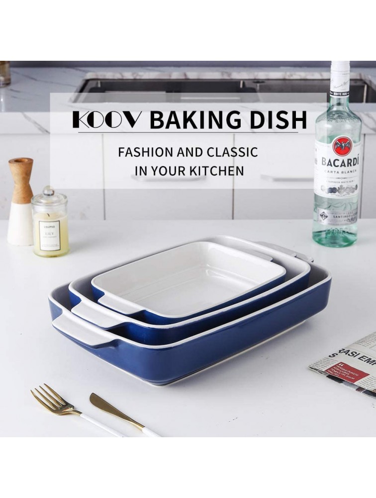 KOOV Bakeware Sets Ceramic Baking Dish Set Casserole Dish Set for Cooking Cake Dinner Kitchen Rectangular Lasagna Pan 9 x 13 Inches Baking Set Step Series 3-Piece Aegean - BO4KMQEJU