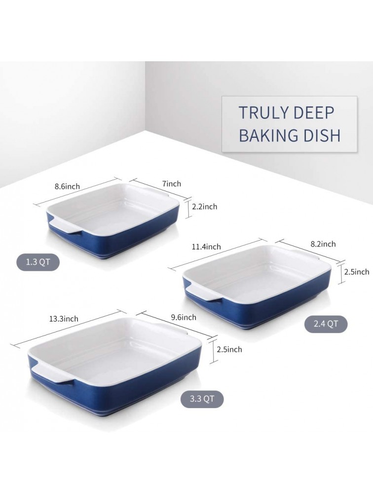 KOOV Bakeware Sets Ceramic Baking Dish Set Casserole Dish Set for Cooking Cake Dinner Kitchen Rectangular Lasagna Pan 9 x 13 Inches Baking Set Step Series 3-Piece Aegean - BO4KMQEJU