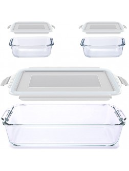 Luvan 3 Pcs Glass Baking Dish Set 1pc Rectangular Glass Bakeware and 2pcs Food Storage Container with locking Lid Easy Grab Leak-proof and Stackable Casserole Dish Freezer to Oven Safe74oz,12oz - BPD3QKZXH