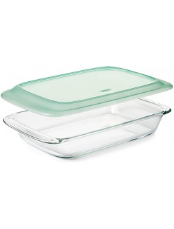 OXO Good Grips Freezer-to-Oven Safe 3 Qt Glass Baking Dish with Lid 9 x 13,Clear,9 x 13" & Good Grips Freezer-to-Oven Safe 2 Qt Glass Baking Dish with Lid,Clear,8 x 8" - BFKDVXT5A
