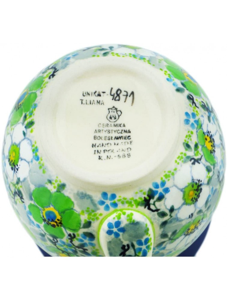 Polish Pottery 15 oz Bubble Mug made by Ceramika Artystyczna Spearmint Fresh Theme Signature UNIKAT + Certificate of Authenticity - BBZL6SNR1