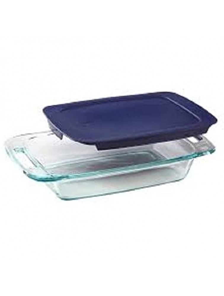 Pyrex Basics 3 Quart Glass Oblong Baking Dish with Blue Plastic Lid 9 inch x 13 Inch - BYK2EHME5