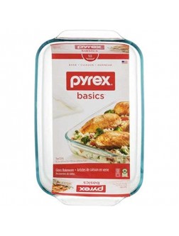 Pyrex Basics 3 Quart Oblong Glass Baking Dish Clear 9 x 13 inch Set of 2 - B4VOPHJAD