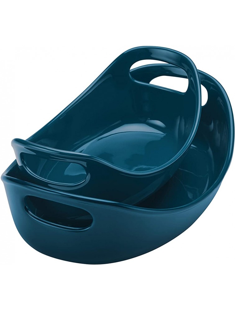 Rachael Ray Ceramics Bubble and Brown Oval Baker Set 2-Piece Marine Blue - BKGF7MKXL