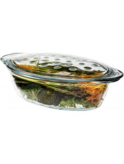 Simax Glass Casserole Dish With Lid: Bakers & Casseroles Borosilicate Glass Baking Dish With Lid -Large Oval Shaped Covered Casserole Dish With Lid For Oven 3 Qt Casserole Dish With Lid and Ridges - BY1QGNJWX