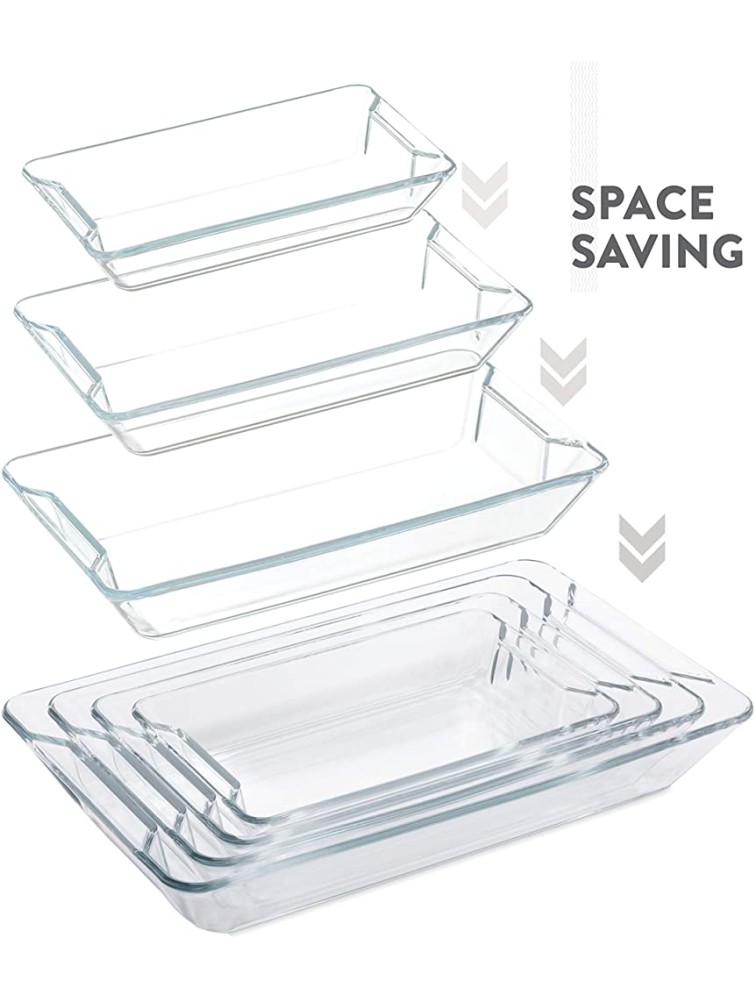 Superior Glass Casserole Dish Set 4-Piece Rectangular Bakeware Set Modern Unique Design Glass Baking-Dish Set Grip Handles for Easy Carry from Hot Oven To Table Nesting for Space-Saving Storage. - B8E0SYPE6