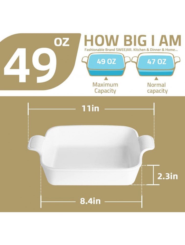 SWEEJAR Ceramic Baking Dish 8 x 8 Cake Baking Pan for Brownie Porcelain Square Bakeware with Double Handle for Casserole Lasagna Family Dinner Turquoise - B5DOB8AOT