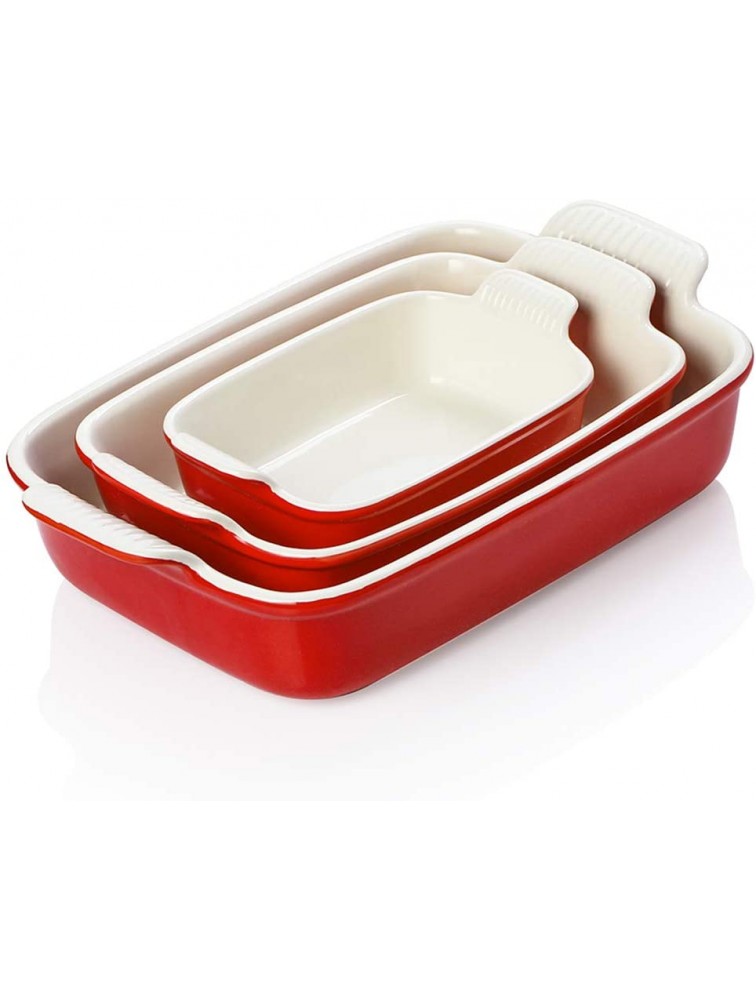 SWEEJAR Porcelain Bakeware Set for Cooking 13 x 9.8 inch Ceramic Rectangular Baking Dish Lasagna Pans for Casserole Dish Cake Dinner Kitchen Banquet and Daily Use Red - BY13SDUKT