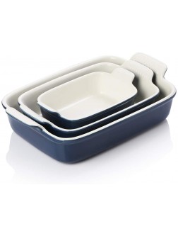 SWEEJAR Porcelain Bakeware Set for Cooking Ceramic Rectangular Baking Dish Lasagna Pans for Casserole Dish Cake Dinner Kitchen Banquet and Daily Use 13 x 9.8 inch Navy - B3VAU3Q2Z