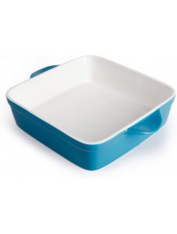 Sweese 514.107 Porcelain Baking Dish 8 x 8 inch Baker Square Brownie Pan with Double Handle Steel Blue - B96NLR7CA