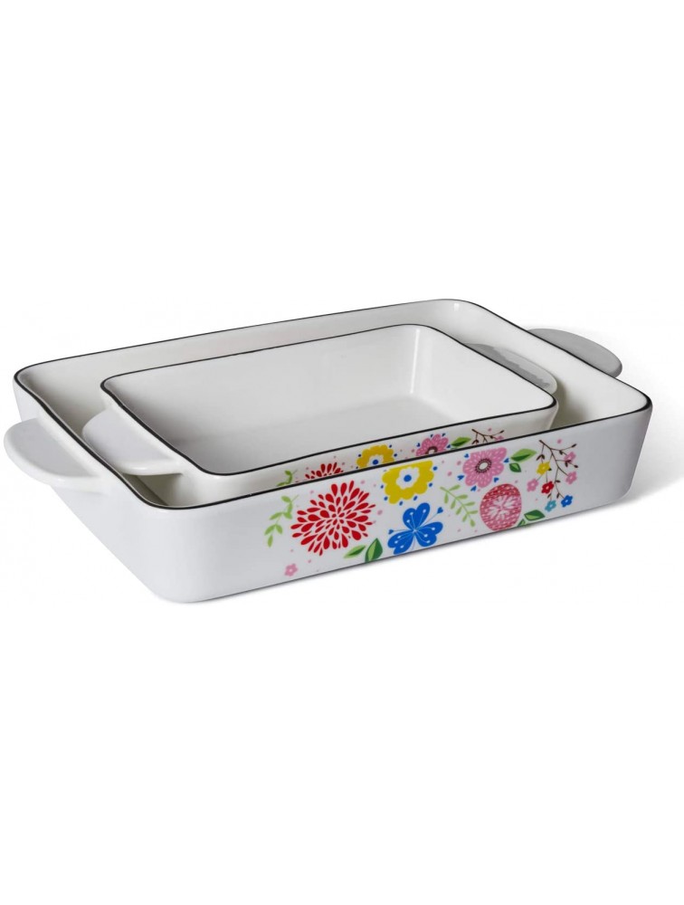 Xiteliy Ceramic Bakeware Set Baking Dish Lasagna Pans with Coloured Drawings Casserole Dish Square Brownie Pan with Double Handle TL-BK-C - B0DW1DOND