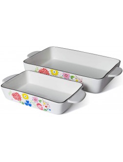 Xiteliy Ceramic Bakeware Set Baking Dish Lasagna Pans with Coloured Drawings Casserole Dish Square Brownie Pan with Double Handle TL-BK-C - B0DW1DOND