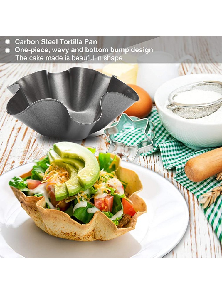 Aybloom Tortilla Pan Set 6pcs Non-Stick Carbon Steel Taco Salad Bowl Makers Tortilla Shell Pans Black - BBSBZX9YC