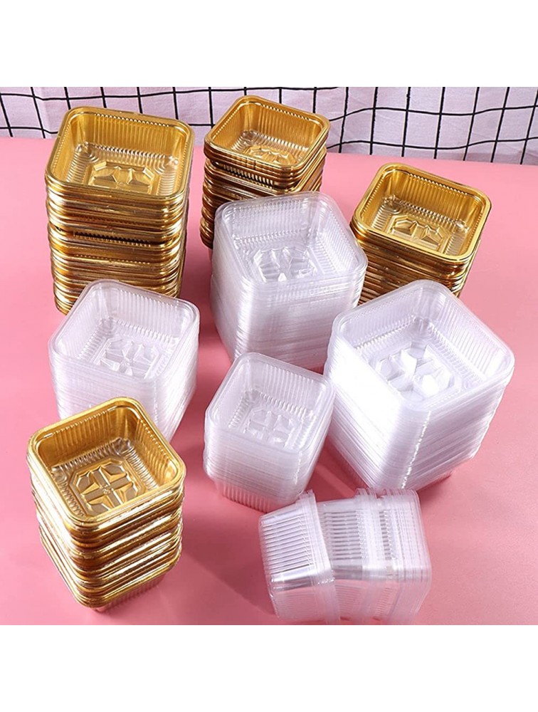 BAITE 100 Pcs Plastic Trays Disposable Moon Cake Yolk Cake Box AccessoriesM,Gold Medium - BUT6QZBDW