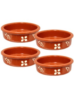 Ceramica Edgar Picas Set of 4 Vintage Portuguese Traditional Clay Terracotta Crème Brûlée Dish Made In Portugal - B27KNYX76