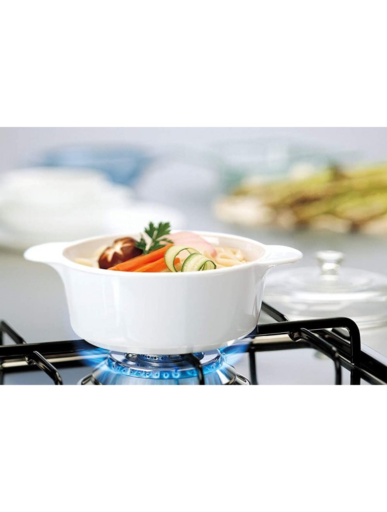 Corning Ware 3.5 and 2.5 Quart 3.25 and 2.25 Liter 2 Dimensions 4-Piece Set Casserole Dishes Glass WLid Pyroceram Classic Cooking Pot with Handles and Glass Cover Round Shape White Large Medium - BKIH9E13D