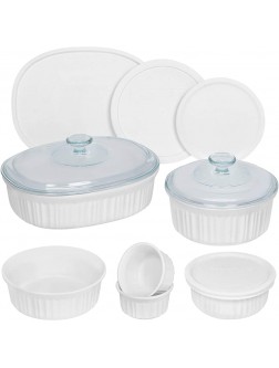 CorningWare French White 12 Piece Ceramic Bakeware Set | Microwave Oven Fridge Freezer and Dishwasher Safe | Resists Chipping and Cracking | Doesn't Absorb Food Odors and Stains - B3MCWAMA2