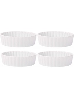 Home Essentials 15246 Fiddle and Fern Round Ruffle Mini Bakers Set of 4 5-inch Diameter White - BEMIQ5VYF