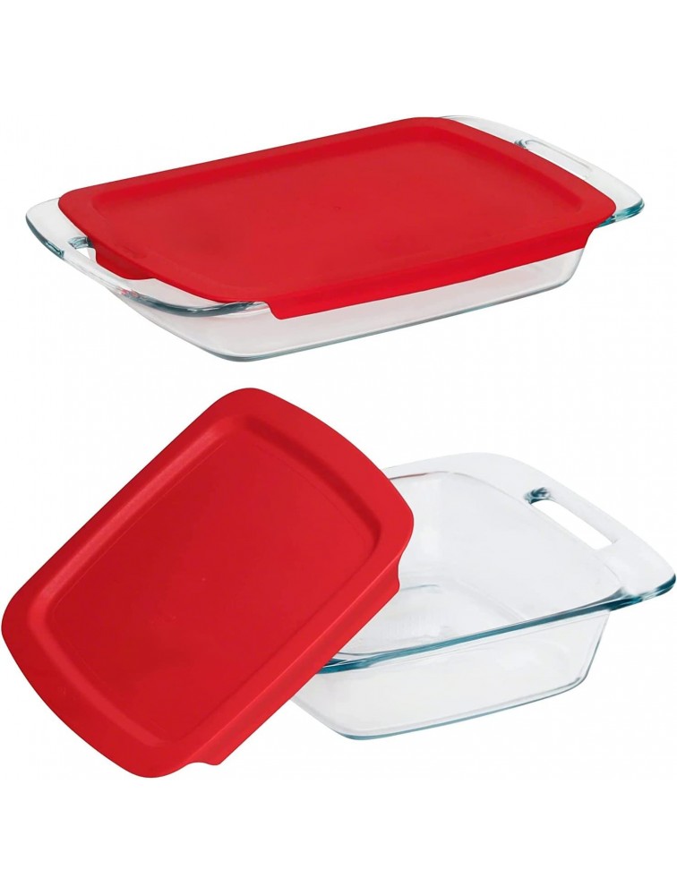 MONIK Glass Food Bakeware and Storage Containers 4-Piece Set BPA Free Lids - BVCC4G4AO