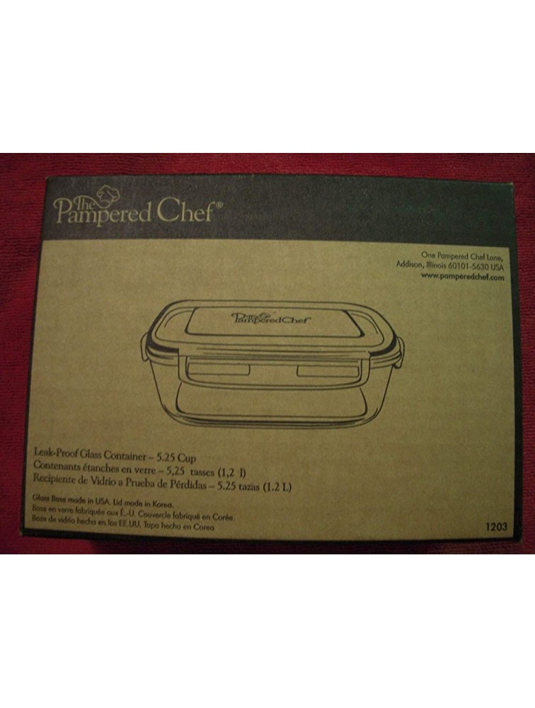 Pampered Chef 5 1 4-cup Rectangle Leakproof Glass Container with Lid - B7EHE4RKE