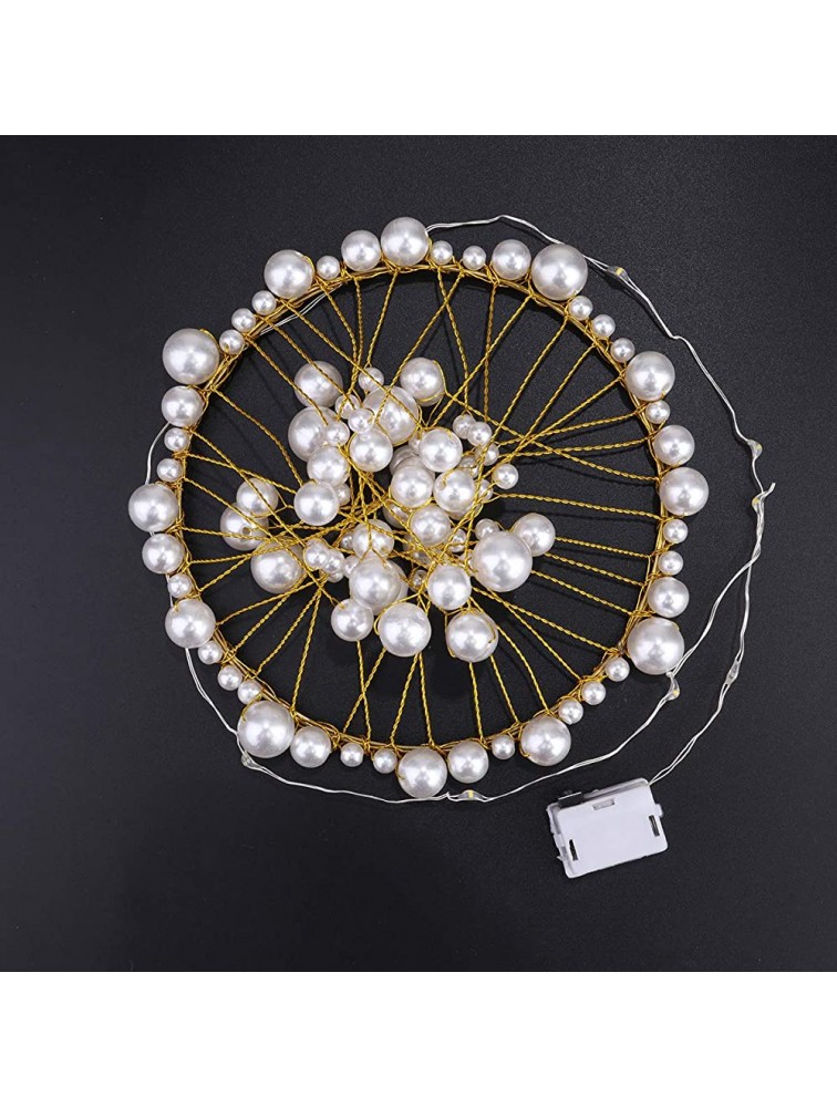Pearl Crown Cake Topper Flashing Cake Crown Decoration Pearl Crown Cake String Lights White for Home Wall Room Decorations - BLFV0U9IF