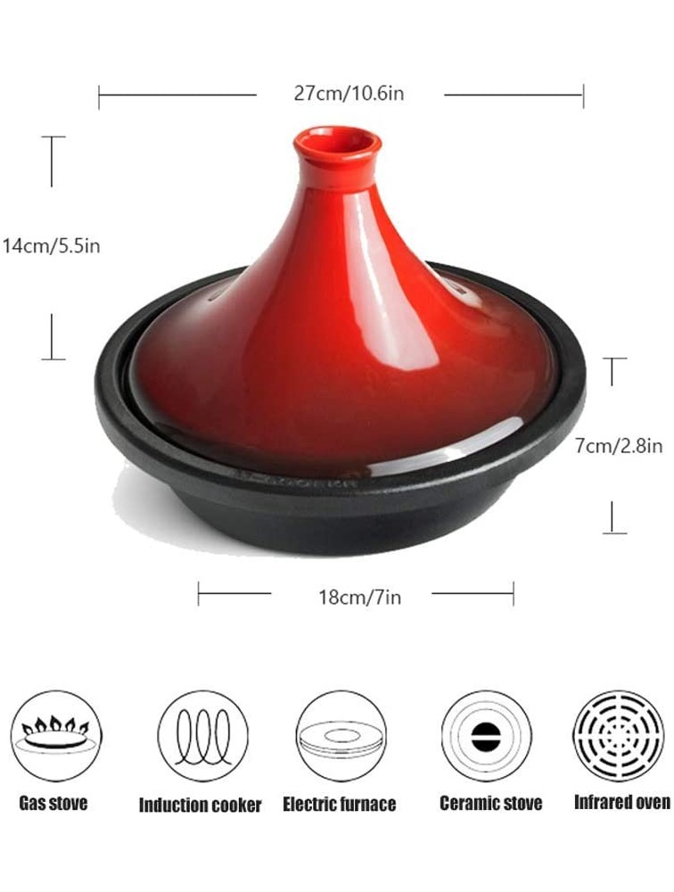 Casserole Dish with Lid Soup Pot 10.6 Cast Iron Tagine Pot Large Cooking Tagine Tajine with Enameled Cast Iron Base and Cone-Shaped Lid with Anti-Hot Silicone Gloves Color : #2 - BMO1NH3XB