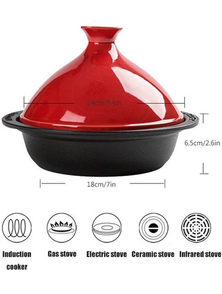 Casserole Dish with Lid Soup Pot 24Cm Large Cooking Tagine Professional Moroccan Tajine with Enameled Cast Iron Base and Cone-Shaped Lid for Different Cooking Styles Color : Red - BSR2SDPGT