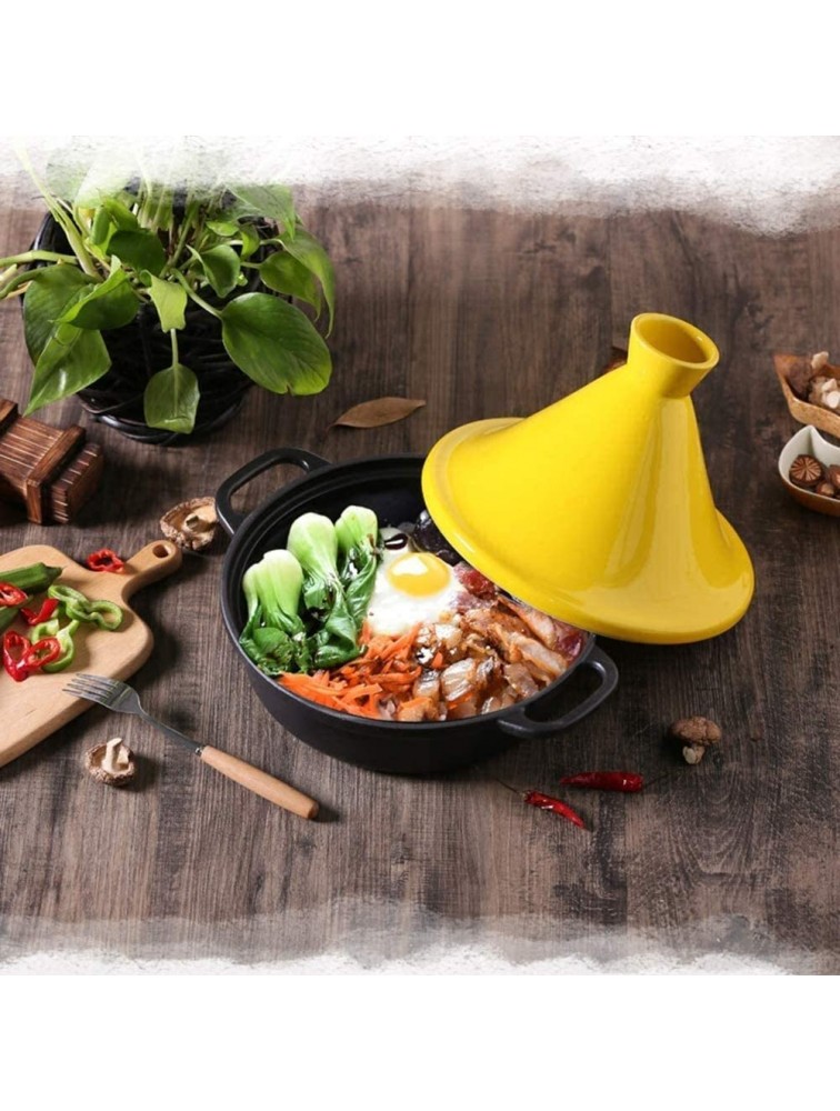 Casserole Dish with Lid Soup Pot Cast Iron Tagine Pot 20Cm Tajine Cooking Pot with Enameled Cast Iron Base and Cone-Shaped Lid Lead Free Stew Casserole Slow Cooker,Yellow - BRDLYYZ4Z