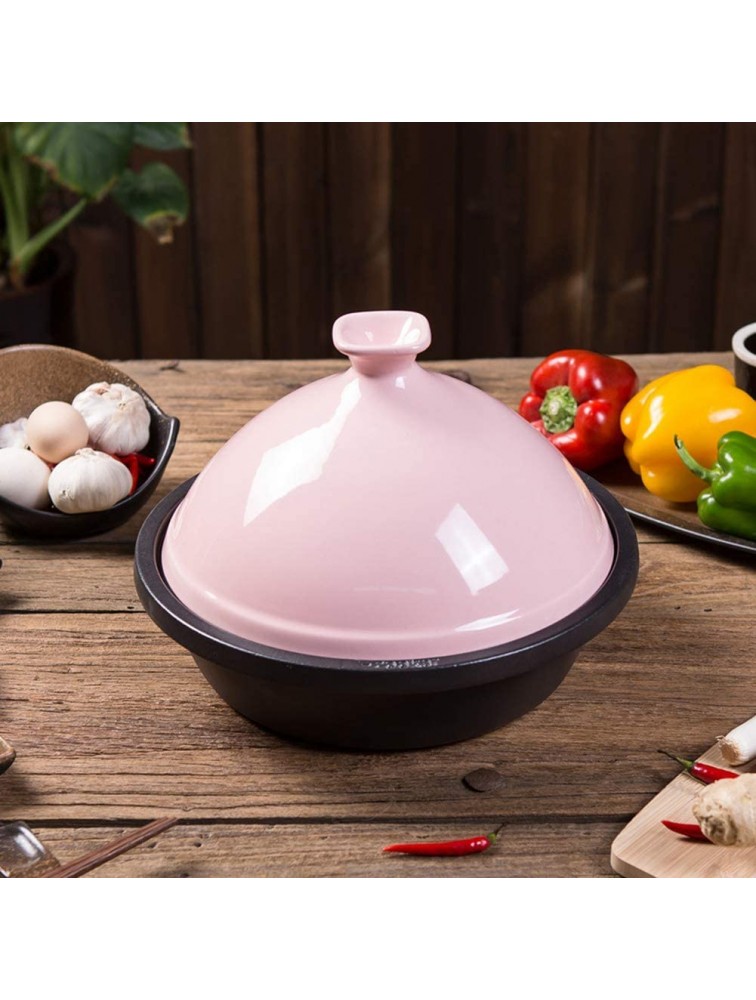 Casserole Dish with Lid Soup Pot Professional Lead Free Cooking Tagine 30Cm Moroccan Cooking Tagine for Different Cooking Styles Cast Iron Tagine Pot W Gloves Best Gift Color : Pink - BOY60GTBG