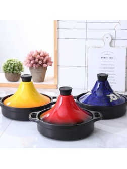 Enameled cast iron skillet Casserole Dishes with Lids Tajine Cooking Pot with Lid Hand Made and Painted Tagine Pot Ceramic Pots for Different Cooking Styles Home Cookware Pot Casseroles LINGGUANG - BTPED1PBH