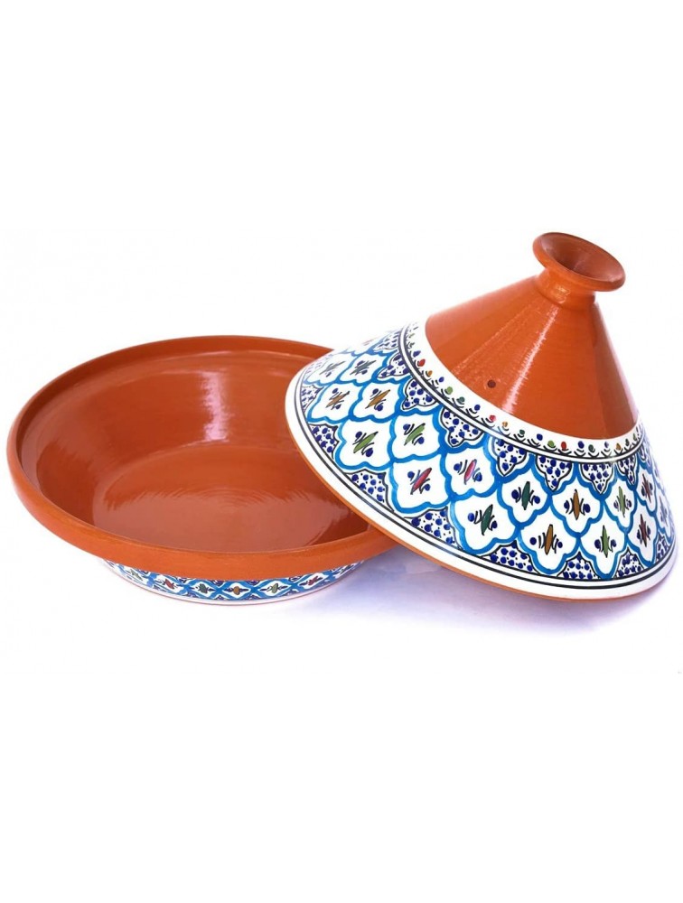 Kamsah Hand Made and Hand Painted Tagine Pot | Moroccan Ceramic Pots For Cooking and Stew Casserole Slow Cooker Large Supreme Turquoise - BX4BB9141